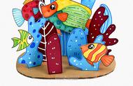 儿童画教程：在斑斓色块中创造立体微景观的《五彩热带鱼》